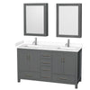 Custom image for Dark Gray with Brushed Chrome Trim / White Cultured Marble, Rectangular Sink / Medicine Cabinets