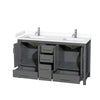 Custom image for Dark Gray with Brushed Chrome Trim / White Cultured Marble, Rectangular Sink / No Mirror