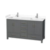 Custom image for Dark Gray with Brushed Chrome Trim / White Cultured Marble, Rectangular Sink / No Mirror