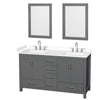 Custom image for Dark Gray with Brushed Chrome Trim / White Cultured Marble, Rectangular Sink / 24