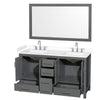 Custom image for Dark Gray with Brushed Chrome Trim / White Cultured Marble, Rectangular Sink / 58