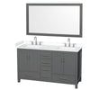 Custom image for Dark Gray with Brushed Chrome Trim / White Cultured Marble, Rectangular Sink / 58