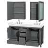 Custom image for Dark Gray with Brushed Chrome Trim / White Cultured Marble, Rectangular Sink / Medicine Cabinets