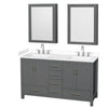 Custom image for Dark Gray with Brushed Chrome Trim / White Cultured Marble, Rectangular Sink / Medicine Cabinets