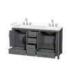 Custom image for Dark Gray with Brushed Chrome Trim / White Cultured Marble, Rectangular Sink / No Mirror
