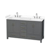 Custom image for Dark Gray with Brushed Chrome Trim / White Cultured Marble, Rectangular Sink / No Mirror