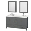 Custom image for Dark Gray with Brushed Chrome Trim / White Quartz, Rectangular Sink / Medicine Cabinets