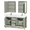 Custom image for Light Green with Brushed Nickel Trim / Carrara Cultured Marble, Rectangular Sink / Medicine Cabinets