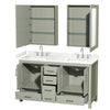 Custom image for Light Green with Brushed Nickel Trim / Carrara Cultured Marble, Rectangular Sink / Medicine Cabinets