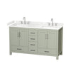 Custom image for Light Green with Brushed Nickel Trim / Carrara Cultured Marble, Rectangular Sink / No Mirror