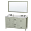 Custom image for Light Green with Brushed Nickel Trim / White Carrara Marble, Oval Sink / 58