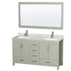 Custom image for Light Green with Brushed Nickel Trim / White Carrara Marble, Rectangular Sink / 58