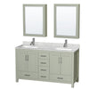 Custom image for Light Green with Brushed Nickel Trim / White Carrara Marble, Rectangular Sink / Medicine Cabinets