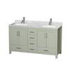 Custom image for Light Green with Brushed Nickel Trim / White Carrara Marble, Rectangular Sink / No Mirror