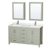 Custom image for Light Green with Brushed Nickel Trim / Giotto Quartz, Rectangular Sink / Medicine Cabinets