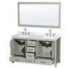 Custom image for Light Green with Brushed Nickel Trim / Giotto Quartz, Rectangular Sink / 58