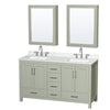 Custom image for Light Green with Brushed Nickel Trim / Giotto Quartz, Rectangular Sink / Medicine Cabinets