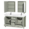 Custom image for Light Green with Brushed Nickel Trim / White Cultured Marble, Rectangular Sink / Medicine Cabinets