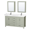 Custom image for Light Green with Brushed Nickel Trim / White Cultured Marble, Rectangular Sink / Medicine Cabinets