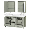 Custom image for Light Green with Brushed Nickel Trim / White Cultured Marble, Rectangular Sink / Medicine Cabinets