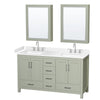 Custom image for Light Green with Brushed Nickel Trim / White Cultured Marble, Rectangular Sink / Medicine Cabinets