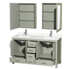 Custom image for Light Green with Brushed Nickel Trim / White Quartz, Rectangular Sink / Medicine Cabinets