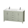 Custom image for Light Green with Brushed Nickel Trim / White Quartz, Rectangular Sink / No Mirror