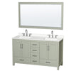 Custom image for Light Green with Brushed Nickel Trim / White Quartz, Rectangular Sink / 58