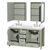 Custom image for Light Green with Brushed Nickel Trim / White Quartz, Rectangular Sink / Medicine Cabinets