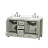 Custom image for Light Green with Brushed Nickel Trim / White Quartz, Rectangular Sink / No Mirror
