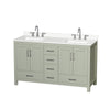 Custom image for Light Green with Brushed Nickel Trim / White Quartz, Rectangular Sink / No Mirror