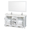 Custom image for White with Brushed Chrome Trim / Carrara Cultured Marble, Rectangular Sink / 58