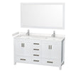 Custom image for White with Brushed Chrome Trim / Carrara Cultured Marble, Rectangular Sink / 58