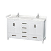 Custom image for White with Brushed Chrome Trim / Carrara Cultured Marble, Rectangular Sink / No Mirror