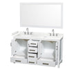 Custom image for White with Brushed Chrome Trim / Carrara Cultured Marble, Rectangular Sink / 58