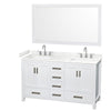Custom image for White with Brushed Chrome Trim / Carrara Cultured Marble, Rectangular Sink / 58