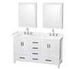 Custom image for White with Brushed Chrome Trim / Carrara Cultured Marble, Rectangular Sink / Medicine Cabinets
