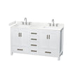 Custom image for White with Brushed Chrome Trim / Carrara Cultured Marble, Rectangular Sink / No Mirror