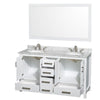 Custom image for White with Brushed Chrome Trim / White Carrara Marble, Oval Sink / 58