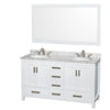 Custom image for White with Brushed Chrome Trim / White Carrara Marble, Oval Sink / 58