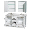 Custom image for White with Brushed Chrome Trim / White Carrara Marble, Oval Sink / Medicine Cabinets