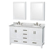 Custom image for White with Brushed Chrome Trim / White Carrara Marble, Oval Sink / Medicine Cabinets