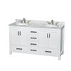 Custom image for White with Brushed Chrome Trim / White Carrara Marble, Oval Sink / No Mirror