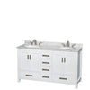 Custom image for White with Brushed Chrome Trim / White Carrara Marble, Oval Sink / Medicine Cabinets