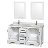 Custom image for White with Brushed Chrome Trim / White Carrara Marble, Rectangular Sink / 24