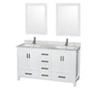 Custom image for White with Brushed Chrome Trim / White Carrara Marble, Rectangular Sink / 24