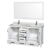 Custom image for White with Brushed Chrome Trim / White Carrara Marble, Rectangular Sink / 58