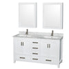Custom image for White with Brushed Chrome Trim / White Carrara Marble, Rectangular Sink / Medicine Cabinets