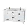 Custom image for White with Brushed Chrome Trim / White Carrara Marble, Rectangular Sink / No Mirror