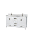 Custom image for White with Brushed Chrome Trim / White Carrara Marble, Rectangular Sink / Medicine Cabinets